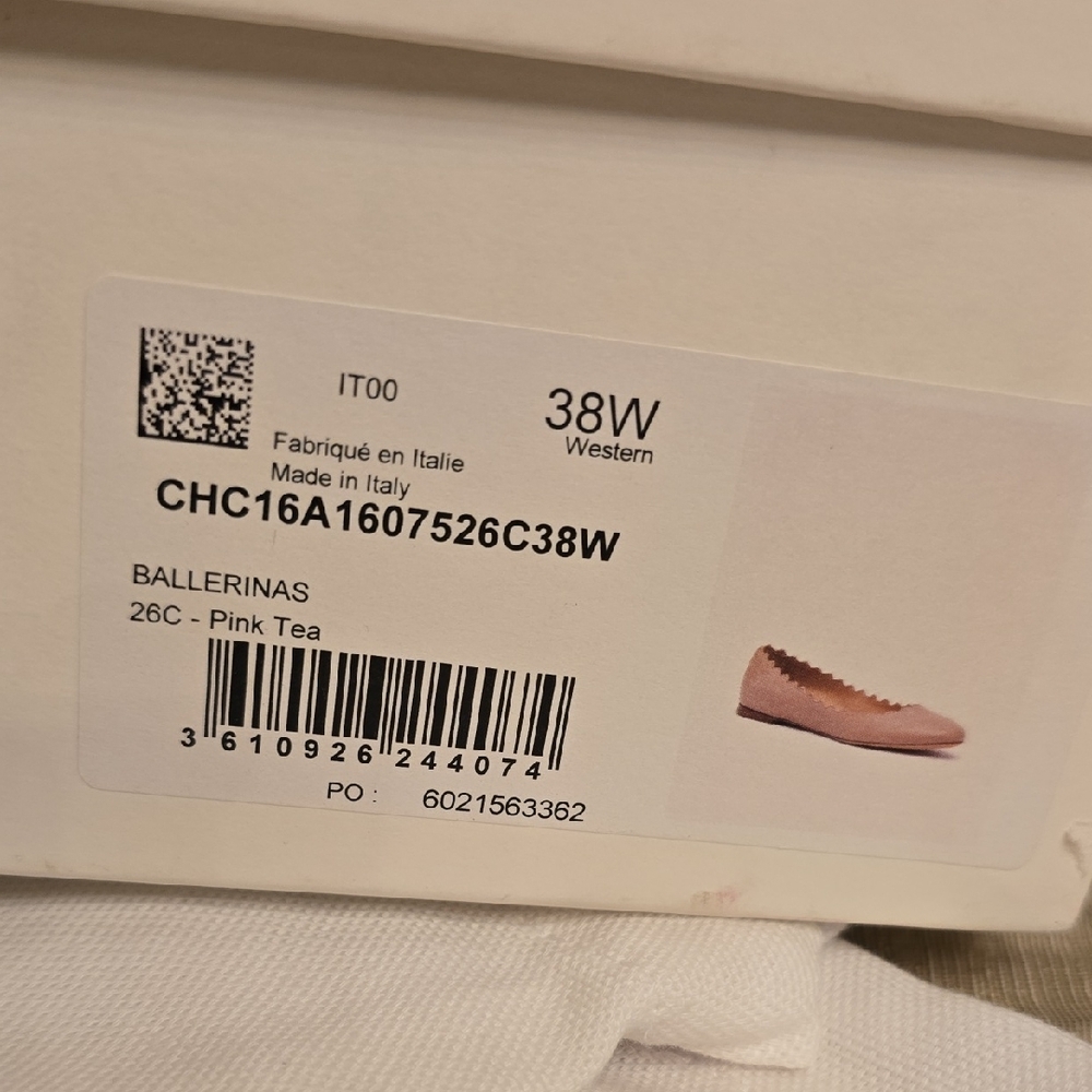 Chloe Pink Tea All Leather Scalloped Ballet Flats - Picture 15 of 15